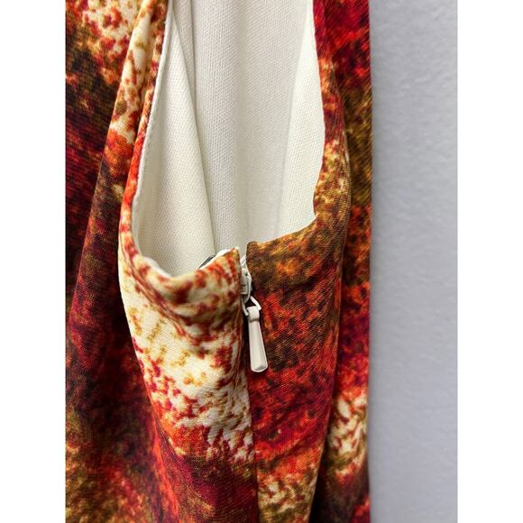 Jones New York Dress Womens size 12 brown/Red sleeveless faux wrap - Picture 3 of 6